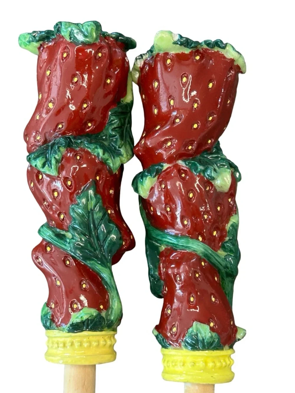 VTG Strawberry Salad Servers Wooden Spoon Fork Set Summer Cottagecore Decor